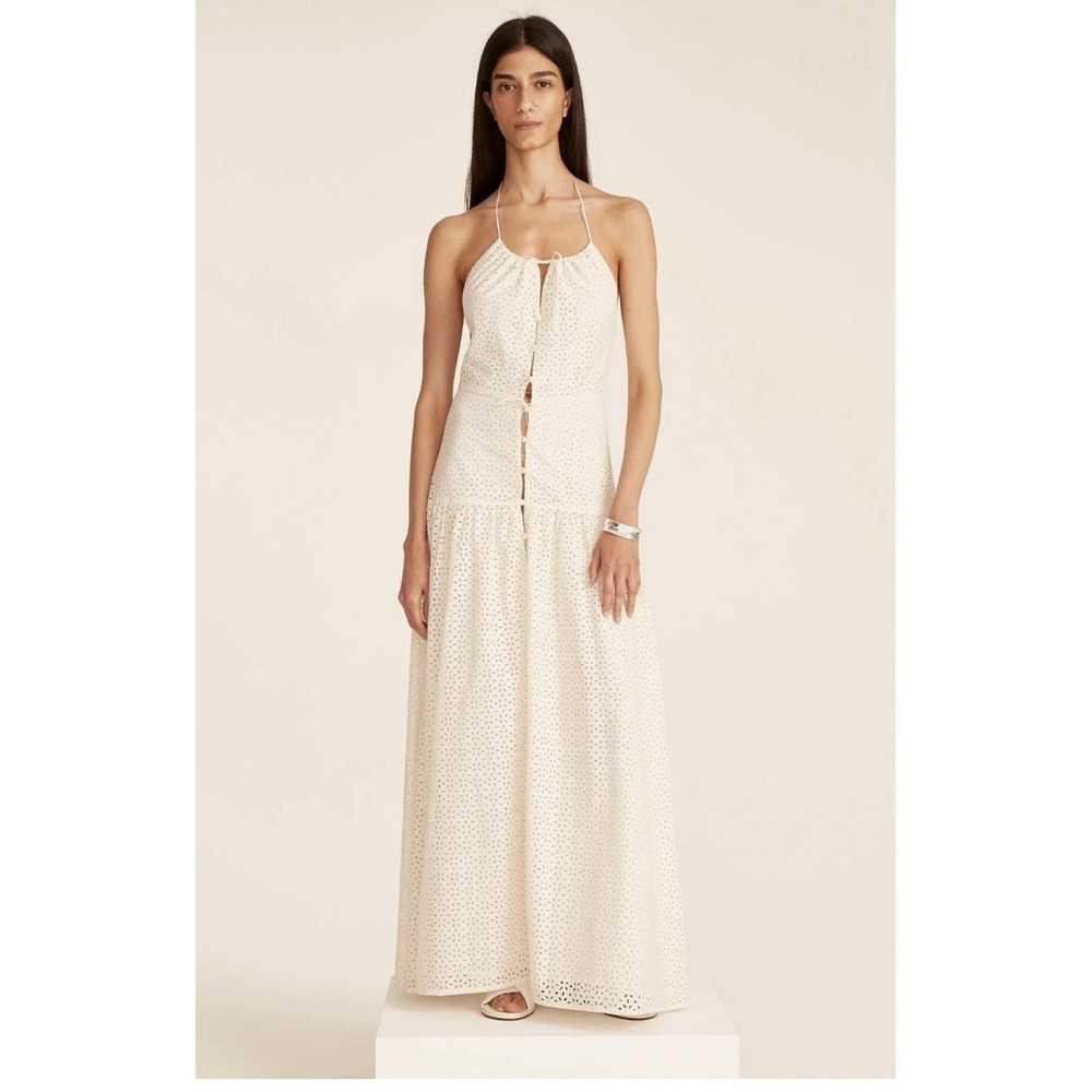 J. CREW COLLECTION Anguilla Halter Maxi Dress Size 12 Eyelet Full Lace Ivory NWT